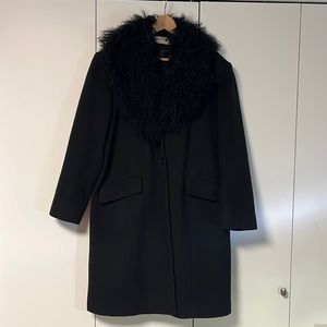 Vintage Wool Overcoat With Mongolian Lamb Collar Detail